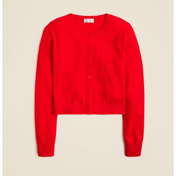 J.Crew Featherweight Cashmere Cardigan Sweater WMNS M Red Soft Knit Button Front - Picture 3 of 9